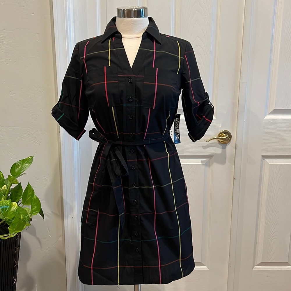 NWT New York and Company Colorful Plaid Shirt Dress